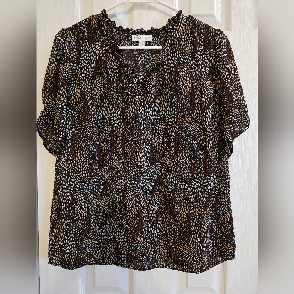 Luxology Black and Brown Patterned Blouse